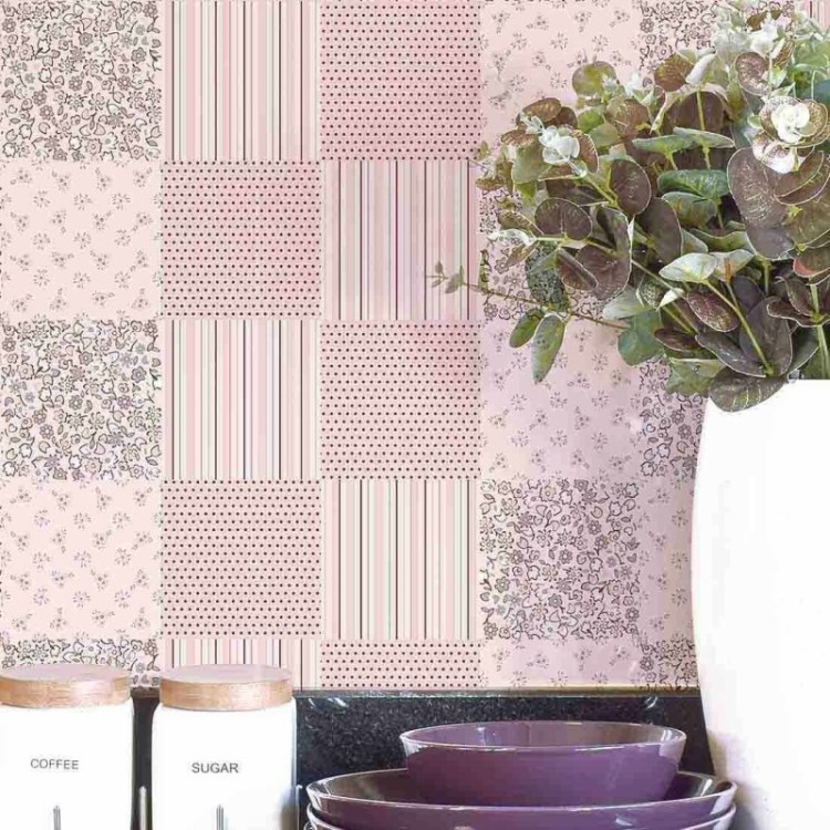 Papéis de Parede 8 PAPEL DE PAREDE ADESIVO AZULEJO ROSA 161351972